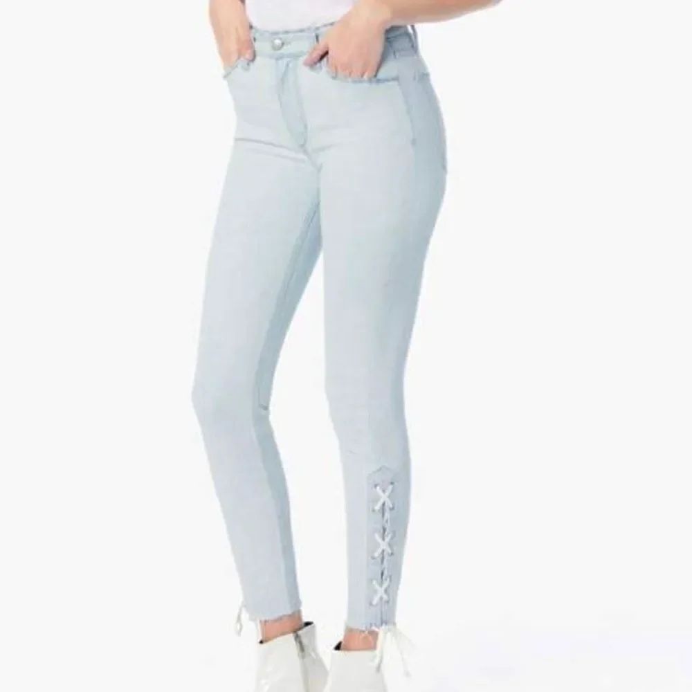 Joe's Jeans The Charlie Light Wash lace up ankle high rise skinny jeans